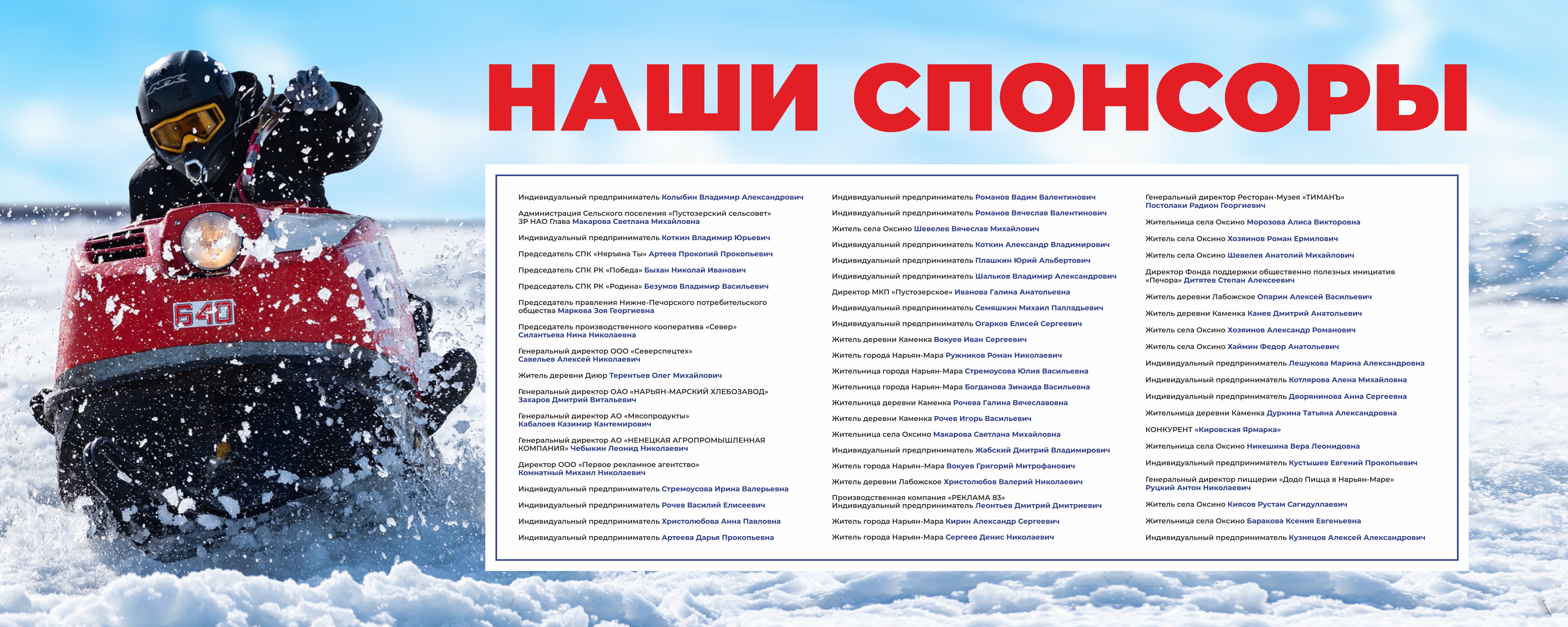Благодарность спонсорам.